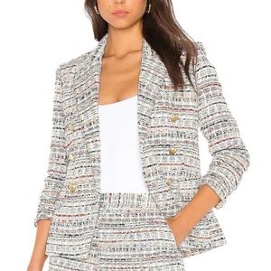 L'AGENCE Kenzie Blazer White Multicolored Tweed - Size 4